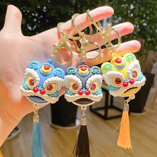 春节舞狮头龙国潮钥匙扣国风醒狮包包挂件钥匙链小礼品饰物