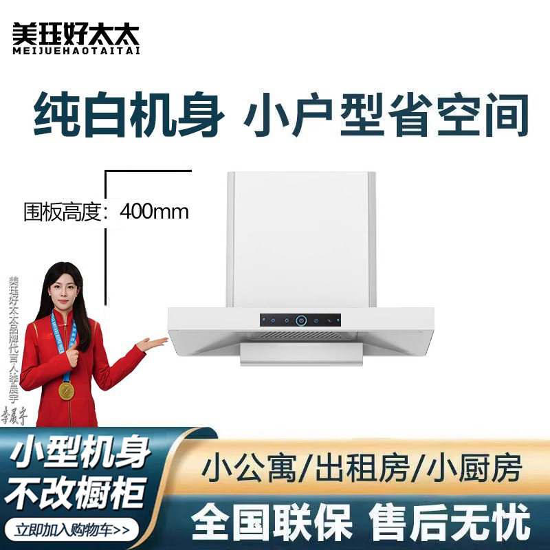 小型白色抽油烟机600/750mm宽家用公寓厨房顶吸式小户型吸抽油机
