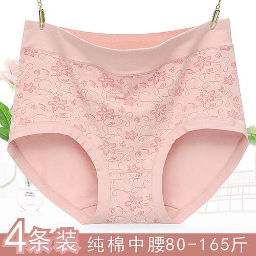 新款四季中腰纯棉内裤女
