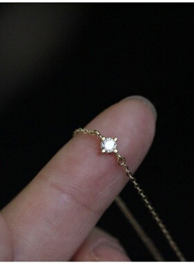 S925纯银单钻手链女款镀14k金日韩简约ins风小众网红热卖款