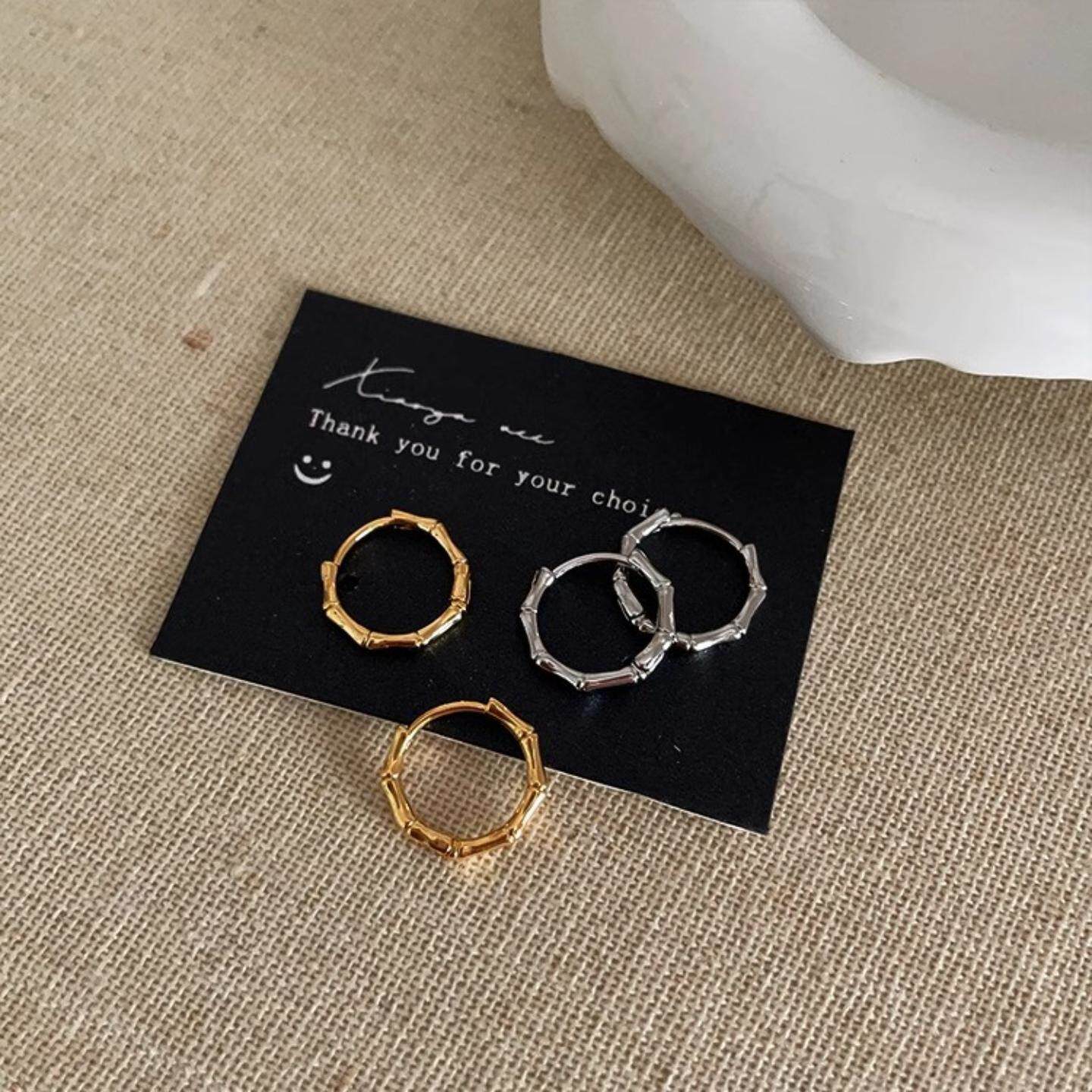 设计感金属竹节耳环女复古金色设计耳圈秋冬简约冷淡风耳饰品