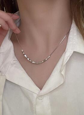 银色小方块项链女2026年新款