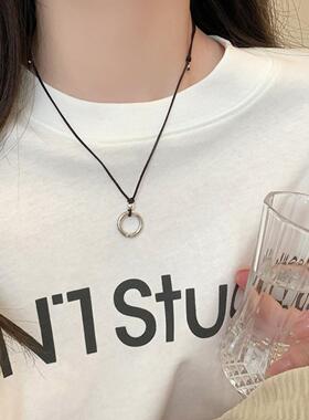 转运珠黑绳编织吊坠项链女2026年