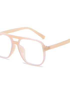 日系cherrykoko新款复古男女方形双梁近视眼镜框架街拍透明色pc