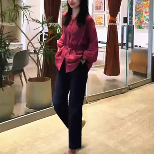 洋气显瘦 简约九分裤 日系cherrykoko新款 小个子收腰防晒衬衫