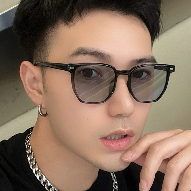 日系cherrykoko防晒大脸复古太阳镜女新款方形蓝色墨镜男款防