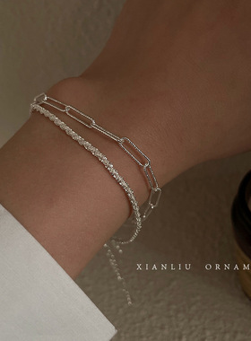 日系CherryKoko镀银满天星波光粼粼手链女甜美璀璨星河双层手镯