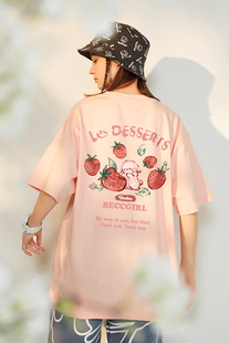 t恤女草莓兔短袖 BECCBECCGIRL夏季 甜美可爱日系学院风短袖 新款