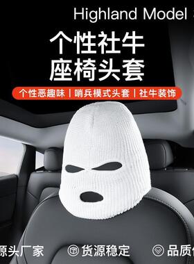 适用特斯拉model3/y汽车头枕座椅套头个性搞怪趣味车内通用型头套