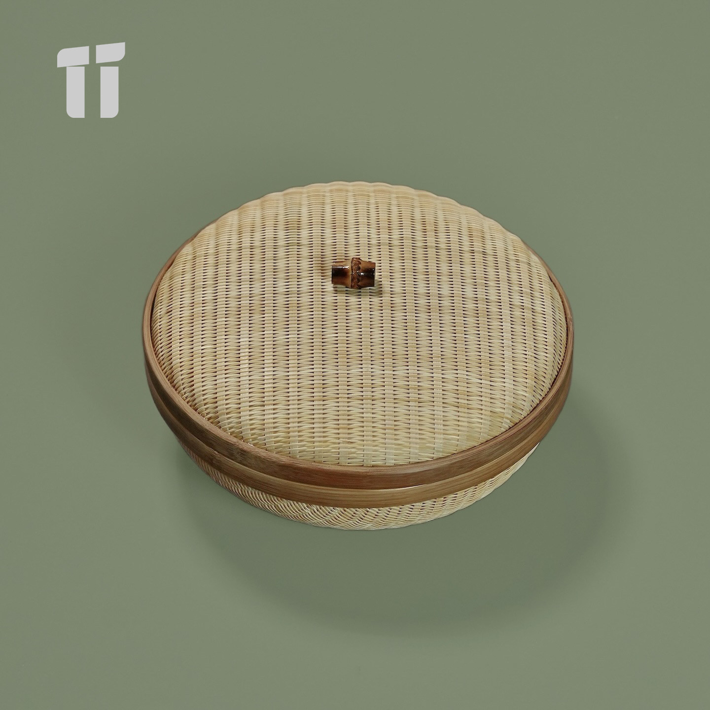 异兴|竹编收纳筐竹制精编家用水果篮干果点心篮茶具收纳复古带盖