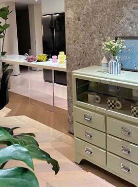 日式复古铁皮柜金属抽屉柜环保餐边柜收纳柜网红ins装饰dulton