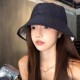 日系复古双面可戴牛仔渔夫帽女夏季 显脸小百搭水桶帽遮阳防晒盆帽