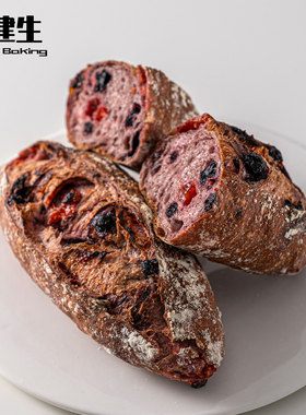 周建生草莓桑葚硬欧法式面包无蔗糖健身早餐欧包饱腹代餐速食食品