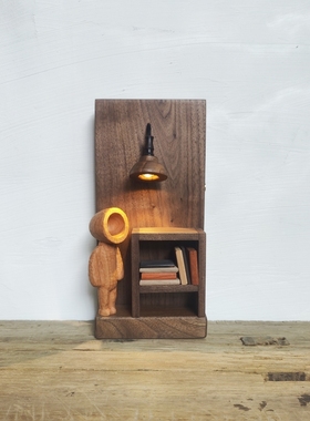小众复古客厅卧室床头玄关过道民宿咖啡厅装饰礼品木质摆件夜灯