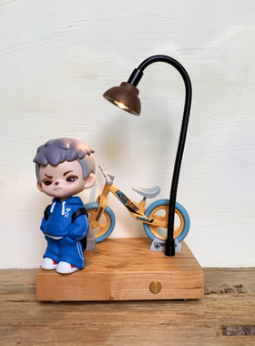 原木风木雕可爱家居实木发光底座摆件木质创意礼品礼物充电小夜灯