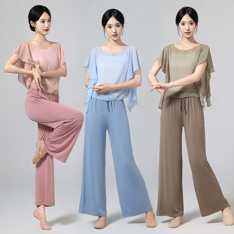 古典舞纱衣练功服宽松上衣女短袖形体中国舞蹈服身韵飘逸仙气艺考