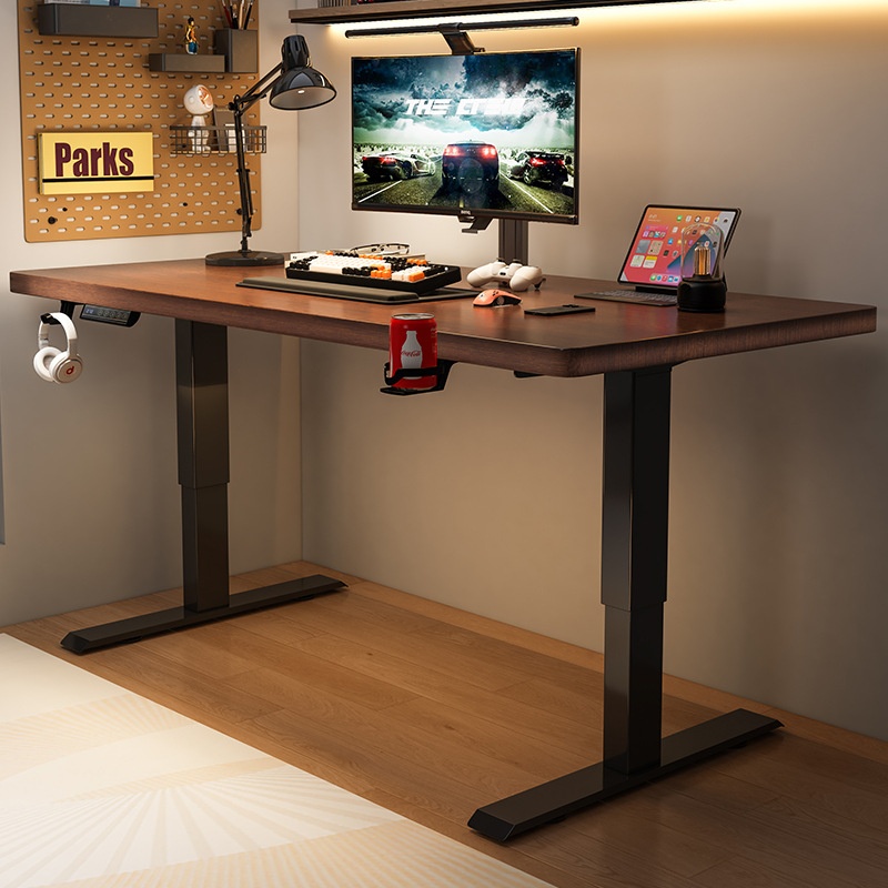 实木电动升降桌电脑桌学习桌书桌家用办公桌电竞桌子可升降工作台