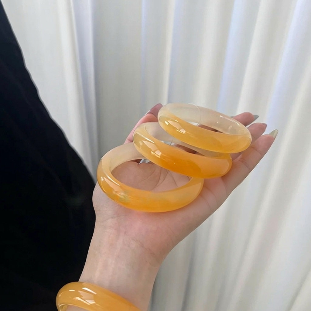 云南黄龙玉手镯冰种玉镯女天然玉石手镯黄玉翡翠黄色黄翡翠金丝玉