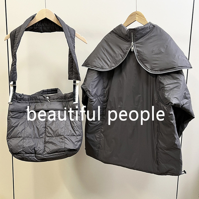 高端 beautiful pe*ple 熊切秀典 两面穿羽绒服外套 斜跨单肩包包