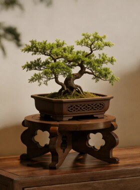 摆件桌面托架圆形底座花瓶盆景木托座花架奇石增高高脚底托底座架