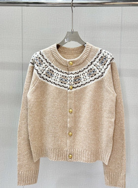 独家 非市场货 费尔岛毛衣 金属扣重工提花纯羊毛针织开衫外套