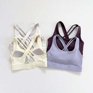 高强度运动内衣女士大胸显小美背心式 防震外穿跑步健身瑜伽文胸罩