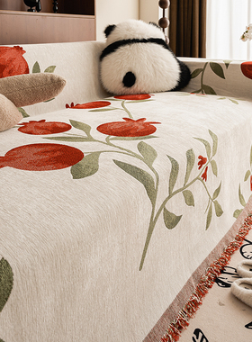 红色雪尼尔2025流行沙发巾一整张全盖沙发盖布全包套罩沙发坐垫子