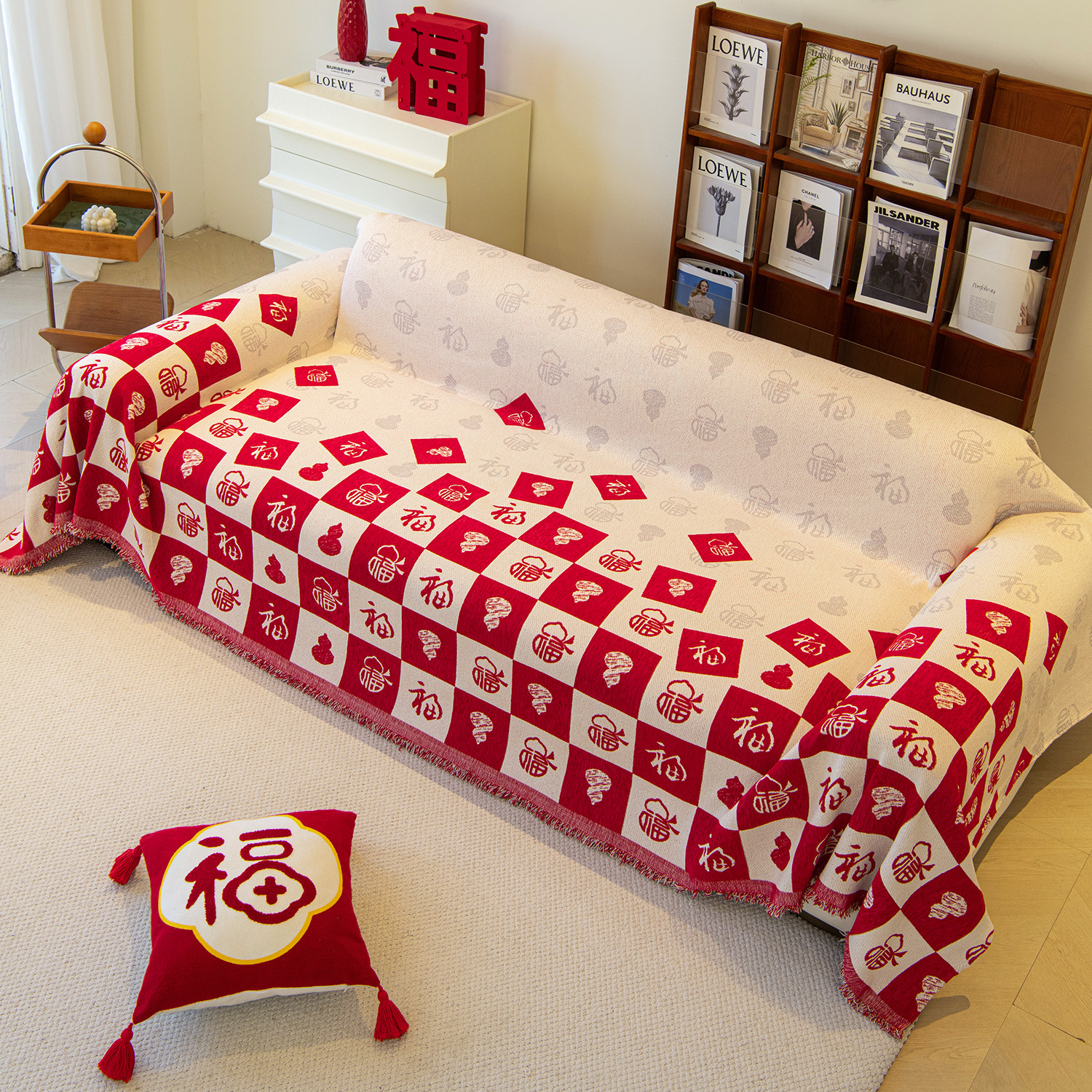 沙发盖布新款全包套罩红色喜庆新年一整张全盖沙发巾毯防猫抓垫布,居家布艺,万能盖巾,淘宝优惠券,粉丝福利购,淘宝优惠卷
