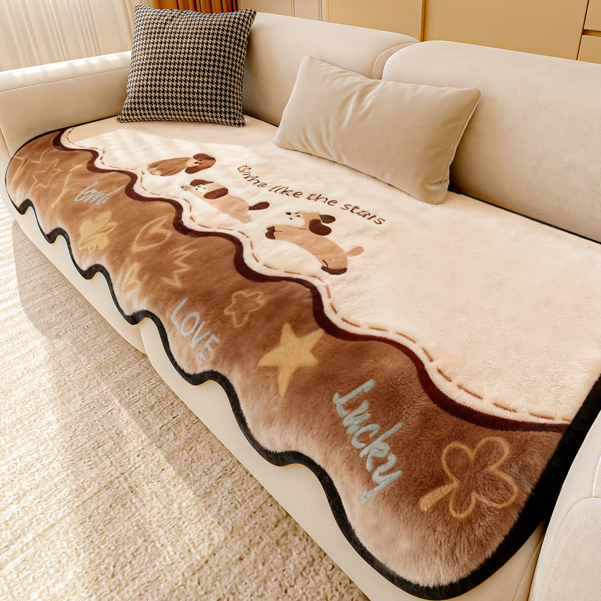 防水冬季保暖沙发垫美拉德色系