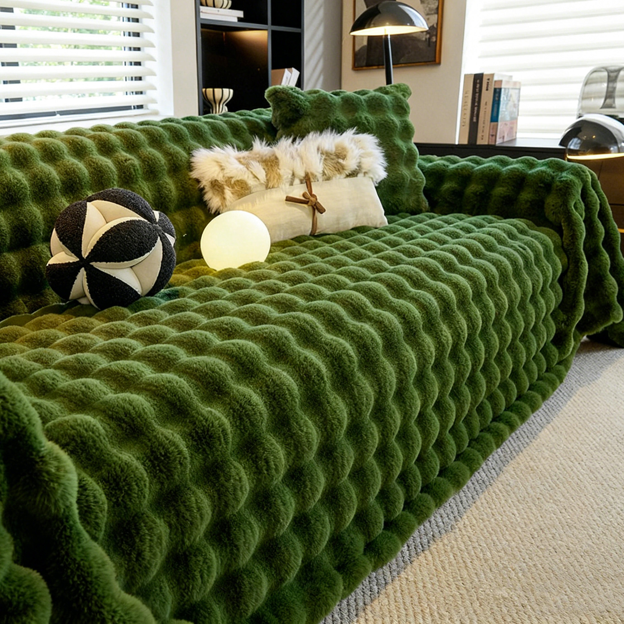 2025新款兔毛绒沙发盖布巾毯子