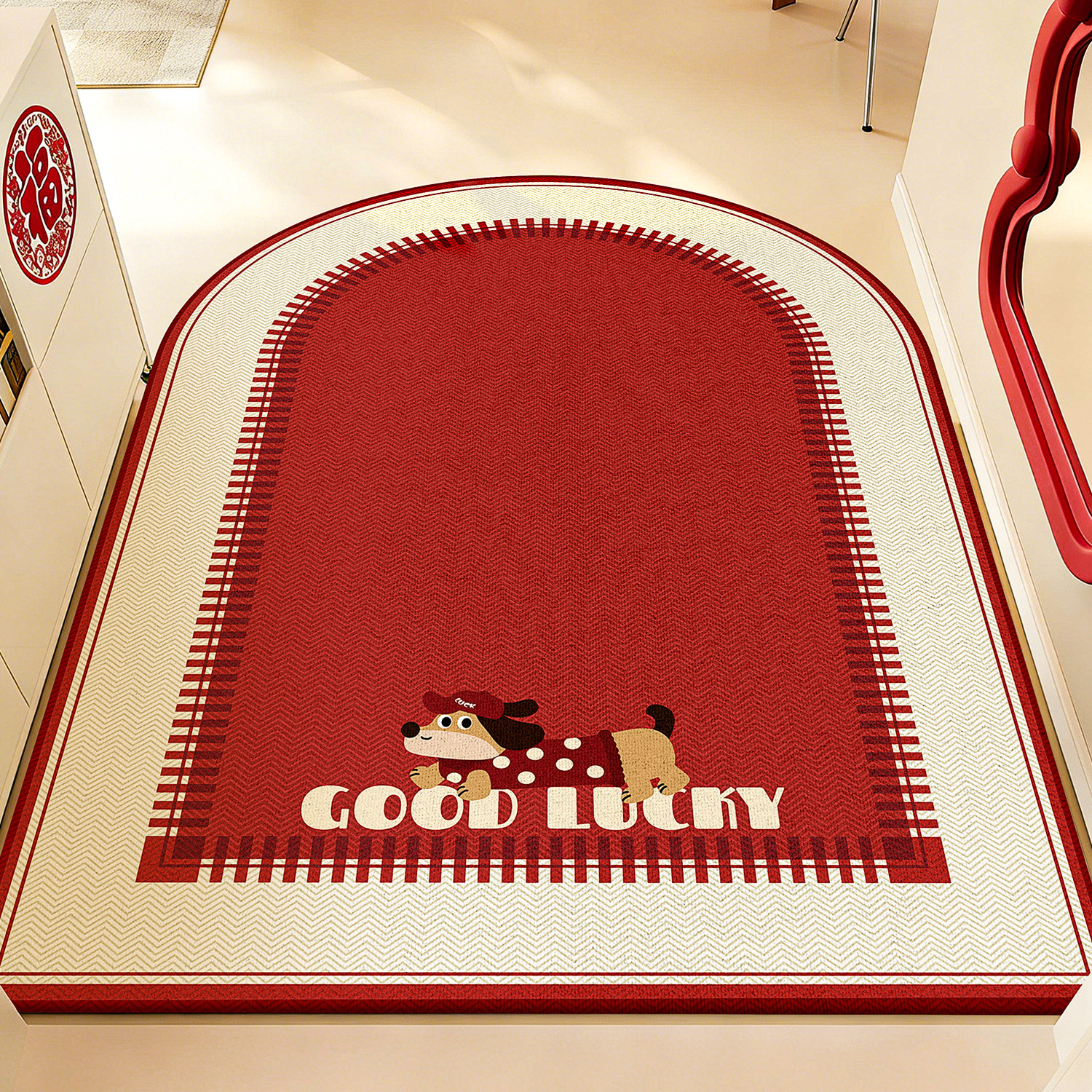 玄关入户门地垫新年红色加厚家用地毯半圆门口耐脏防滑垫喜庆脚垫,居家布艺,入户地垫,淘宝优惠券,粉丝福利购,淘宝优惠卷