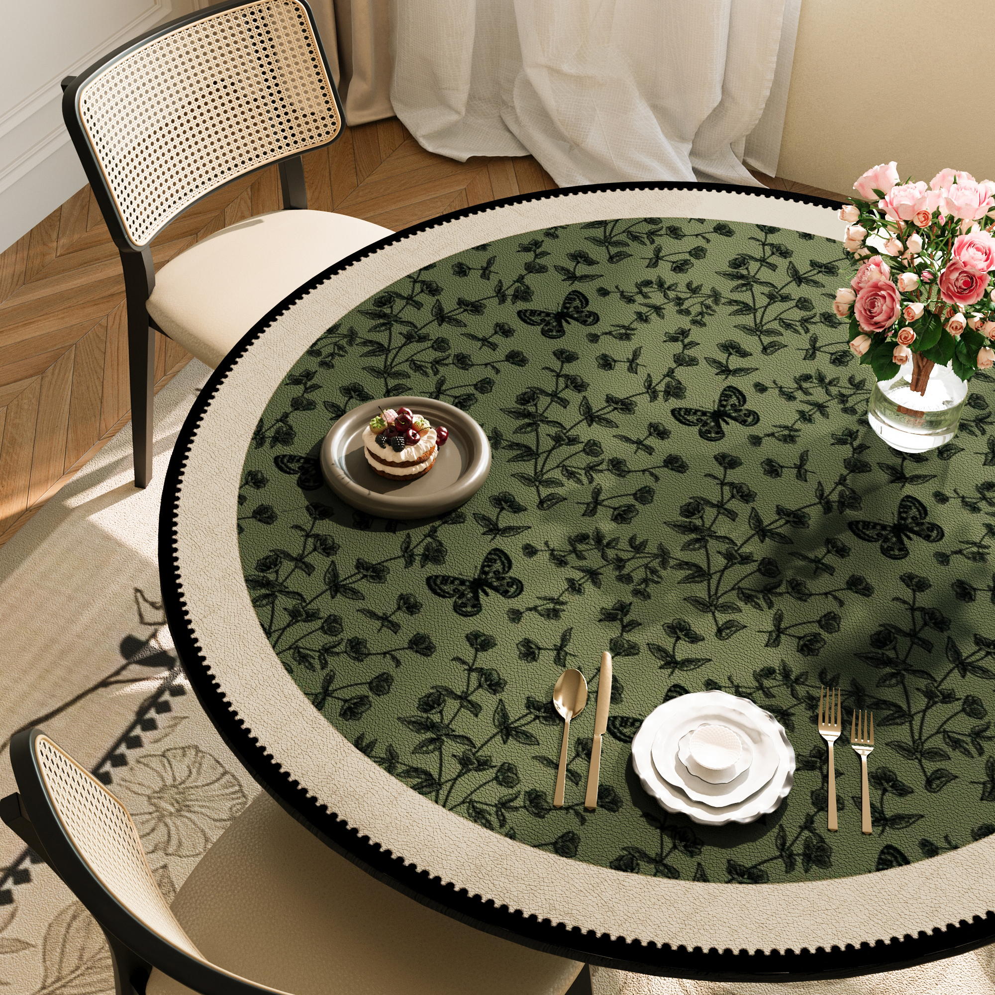 复古圆桌桌垫高级感防水防油桌布