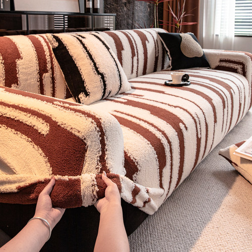 奶油咖色全包边沙发套冬季沙发罩