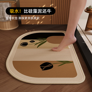 复古欧式浴室地垫厕所卫生间门口仿麻吸水防滑厨房高级感家用脚垫