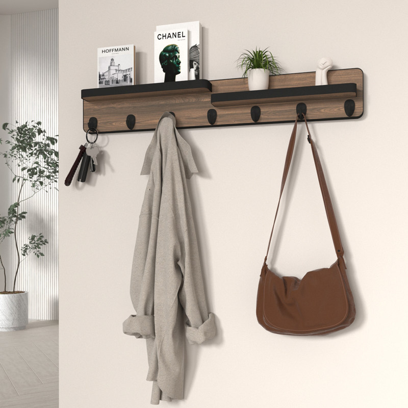 入户玄关衣帽钩多功能实木挂衣钩