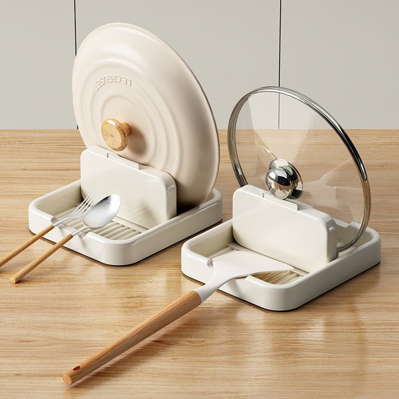 现代简约平置锅盖架厨房勺子筷子菜板锅铲多功能收纳可折叠置物架