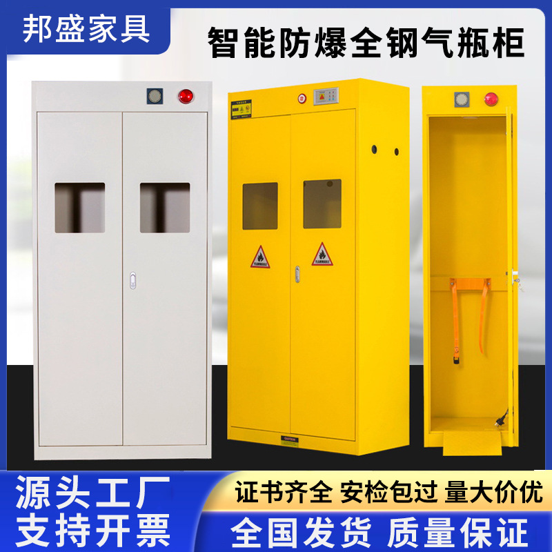 全钢防爆气瓶柜实验室智能报警排风钢制气瓶柜三瓶氧气乙炔存放