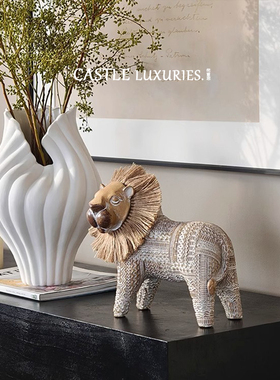侘意思 小威尼狮 北欧开运礼品动物摆件侘寂风艺术客厅书房装饰品