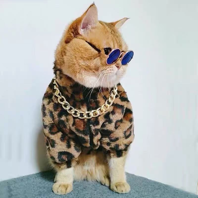 狗狗衣服冬装泰迪豹纹棉