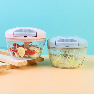 简约三刀片手动捣蒜泥手拉拉蒜器手拉切菜器家用打蒜搅碎机蒜泥器