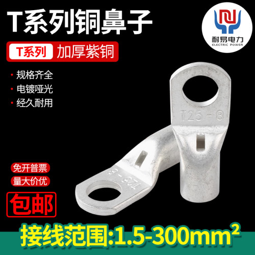 T铜端子鼻子紫铜镀银铜接头电线