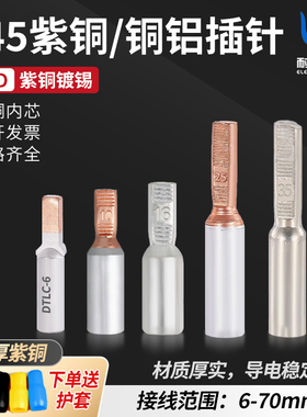 DTD紫铜插针空开冷压接线端子C45插片断路器铜铝过渡线鼻子接头