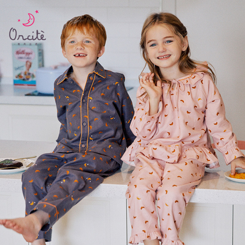 ORCITE韩国睡衣居家服家庭亲子装磨毛纯棉起居服套装秋