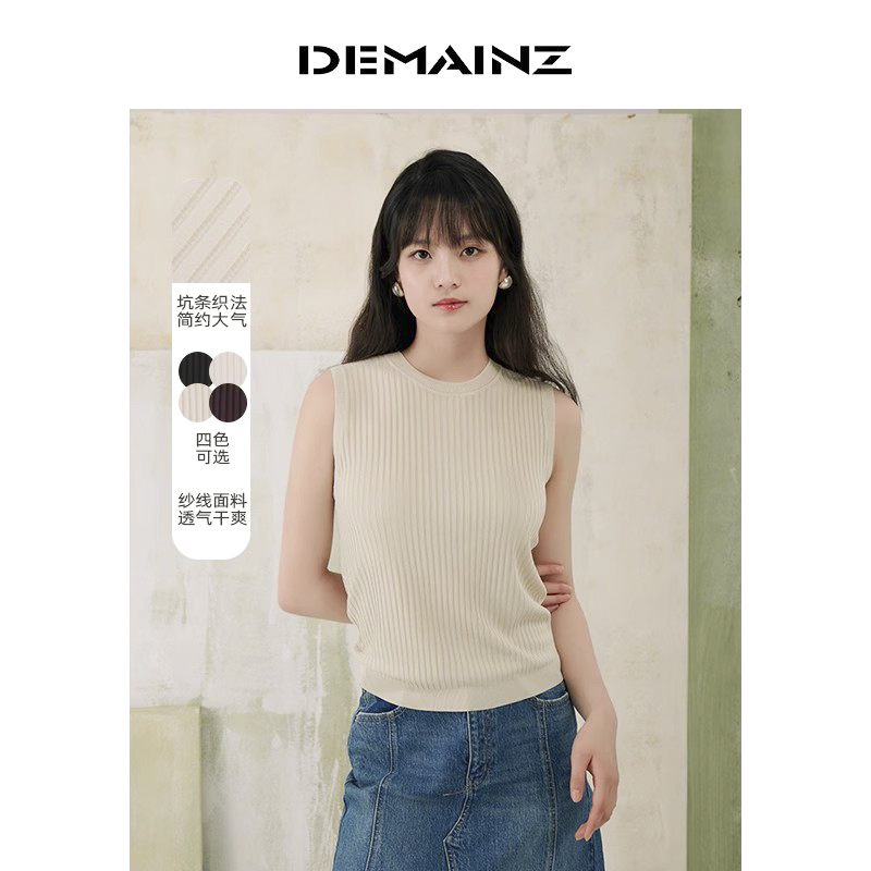 坑条背心女DEMAINZ地缦休闲百搭