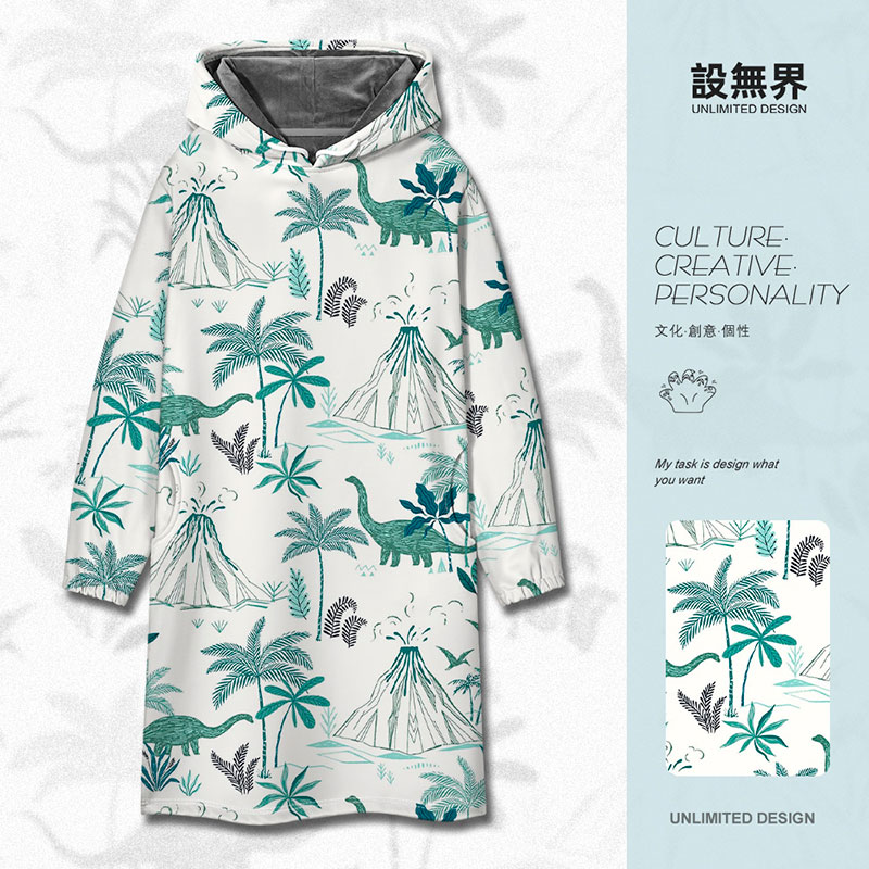 侏罗纪森林恐龙世界碎花度卫衣裙