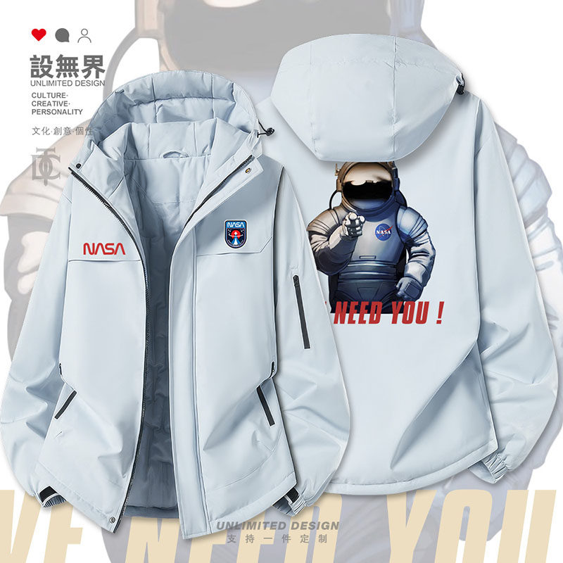 设无界美国NASA宇航员美国大叔插画加厚棉服男女学生棉衣外套冬,男装,夹克,淘宝优惠券,粉丝福利购,淘宝优惠卷
