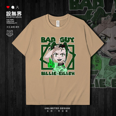 碧梨BillieEish荧光绿短袖T恤