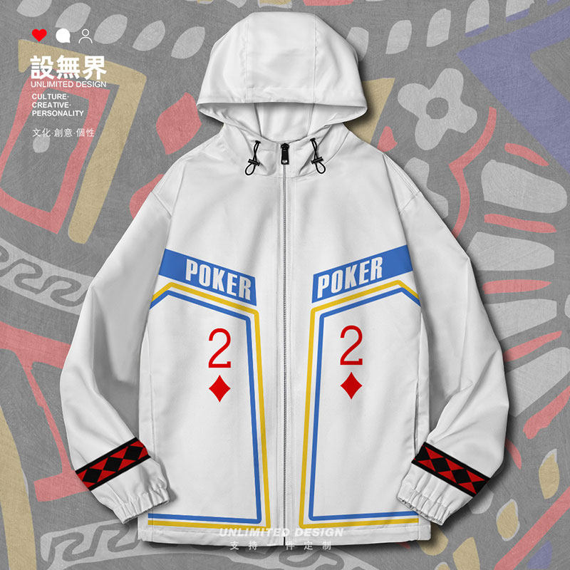 设无界纸牌扑克牌人头牌数字KQJ方块图案夹克棉服男女简约棉袄春