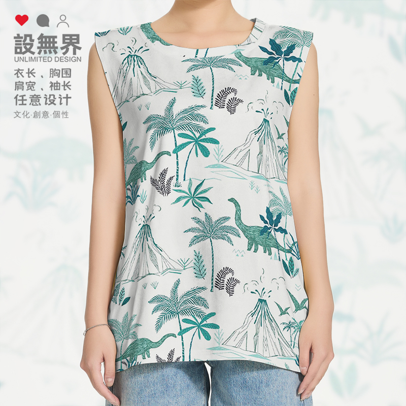 侏罗纪森林恐龙世界碎花度假背心