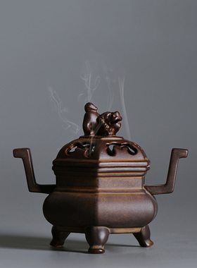 仿古创意盘香炉摆件陶瓷手工茶道空间桌面香熏沉香香炉熏香炉